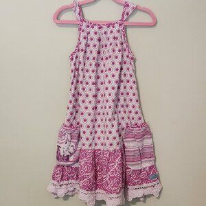 Flaw! Naartjie Sun Dress sz 6 girl crochet trim pocket purple sleeveless